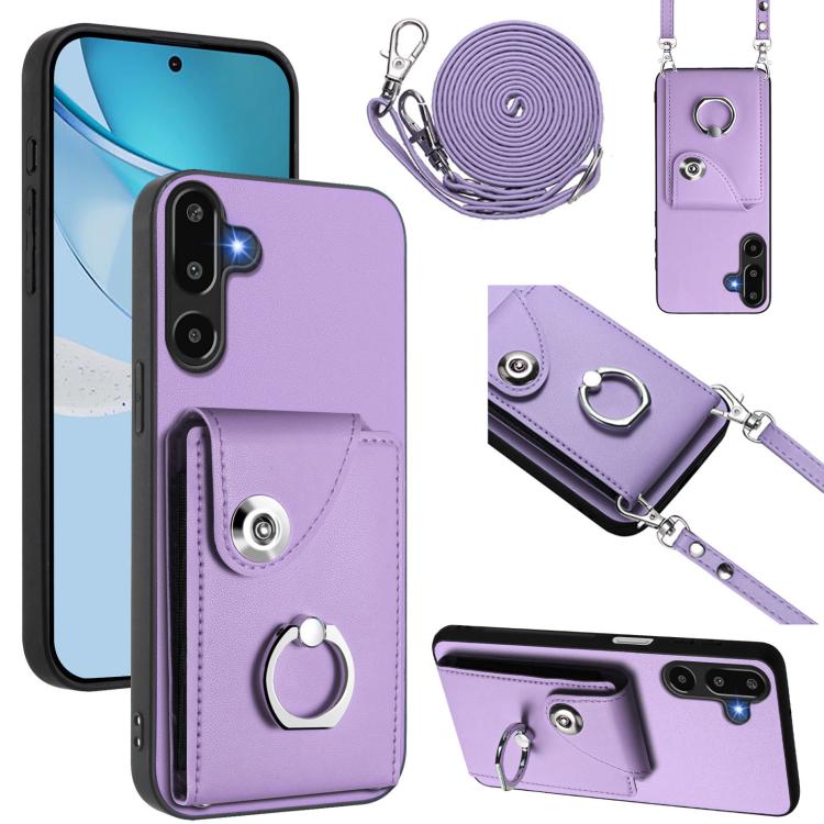 Custodia per telefono con anello porta carte e cordino lungo per Samsung Galaxy