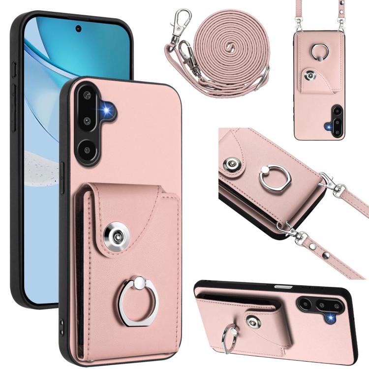 Custodia per telefono con anello porta carte e cordino lungo per Samsung Galaxy