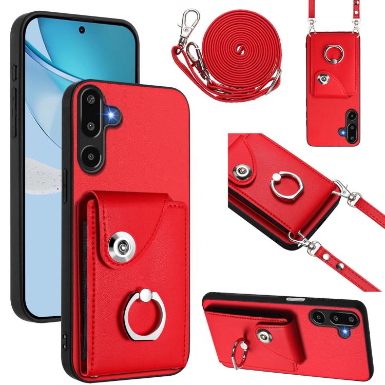 Custodia per telefono con anello porta carte e cordino lungo per Samsung Galaxy