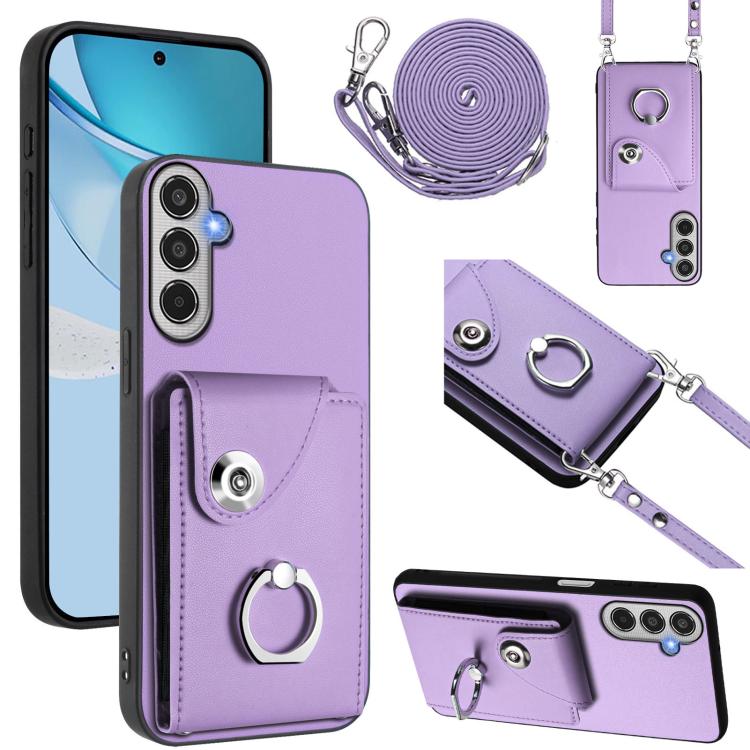 Custodia per telefono con anello porta carte e cordino lungo per Samsung Galaxy