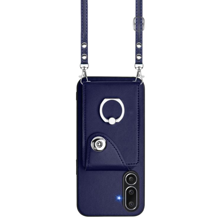 Custodia per telefono con anello porta carte e cordino lungo per Samsung Galaxy