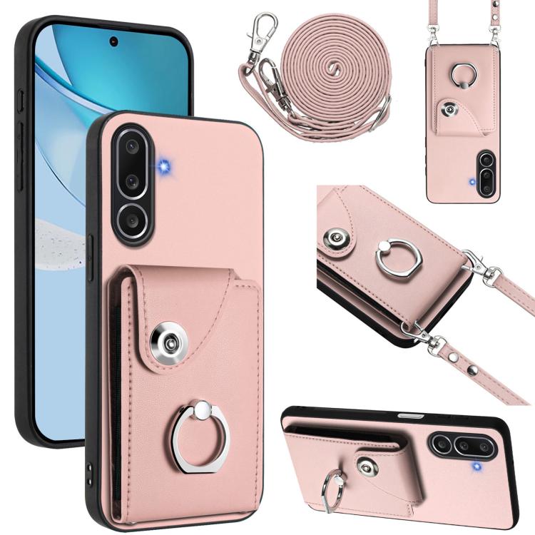 Custodia per telefono con anello porta carte e cordino lungo per Samsung Galaxy