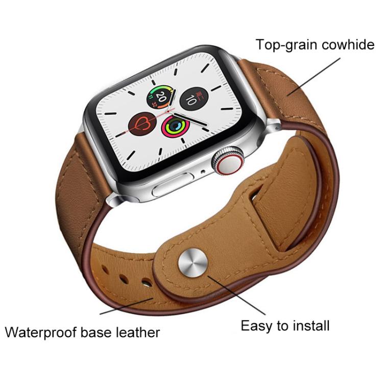 Cinturino per orologio xDfind con fibbia a rivetto in vera pelle, For Apple Watch 42 / 44 / 45 / 46 / 49mm