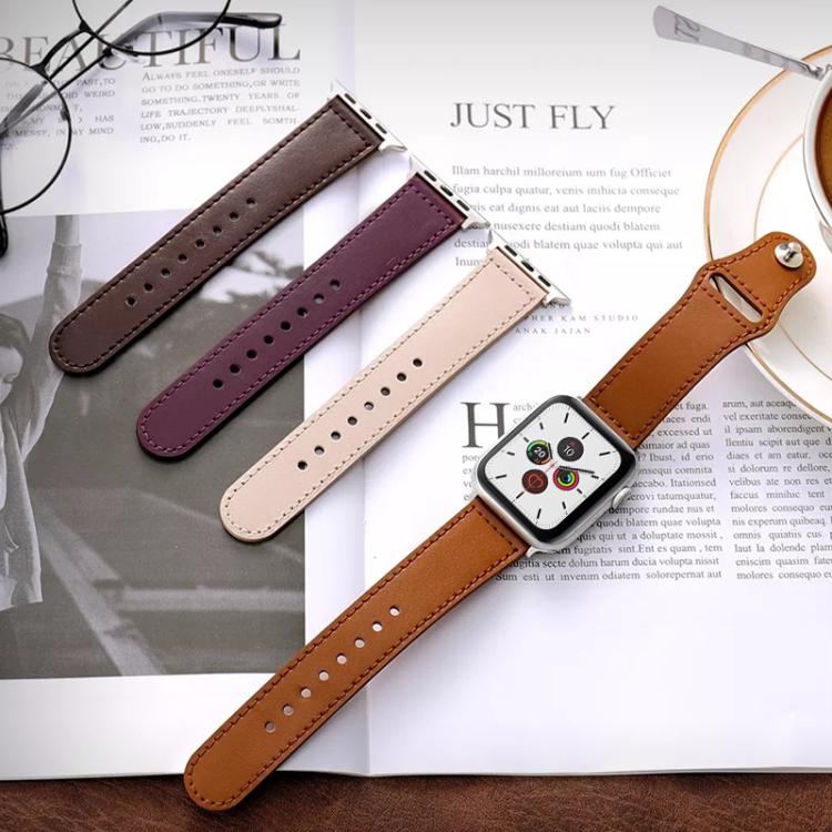 Cinturino per orologio xDfind con fibbia a rivetto in vera pelle, For Apple Watch 42 / 44 / 45 / 46 / 49mm