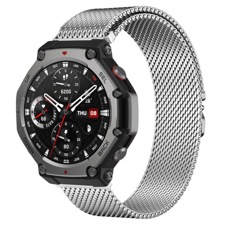 Cinturino per orologio in acciaio inossidabile con fibbia milanese a paracadute xDfind, For Amazfit T-Rex 3