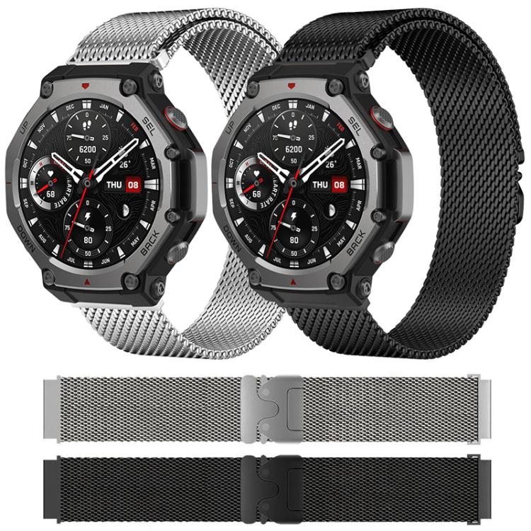 Cinturino per orologio in acciaio inossidabile con fibbia milanese a paracadute xDfind, For Amazfit T-Rex 3