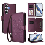Portafoglio multi-carta con cerniera e motivo farfalla per Galaxy S26 Ultra, S26