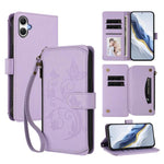 Portafoglio multi-carta con cerniera e motivo farfalla per Samsung Galaxy A36