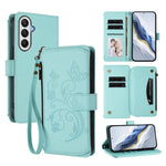 Portafoglio multi-carta con cerniera e motivo farfalla per Samsung Galaxy A05s