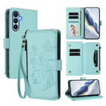 Portafoglio multi-carta con cerniera e motivo farfalla per Samsung Galaxy A05s
