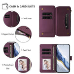Portafoglio multi-carta con cerniera e motivo farfalla per Samsung Galaxy A23