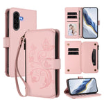 Portafoglio multi-carta con cerniera e motivo farfalla per Samsung Galaxy A36