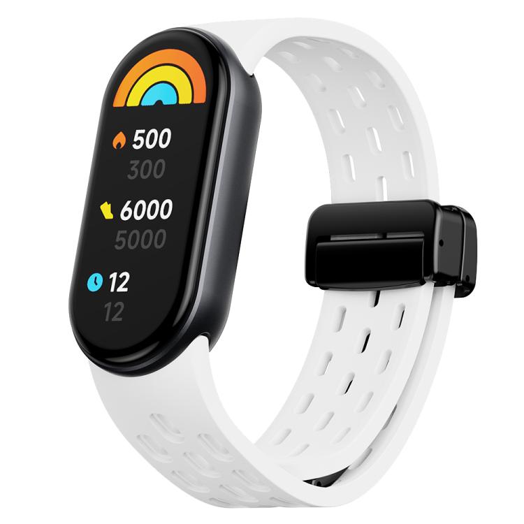 Cinturino per orologio in silicone con fibbia magnetica nera xDfind Holes, For Xiaomi Smart Band 10 / 9 / 8