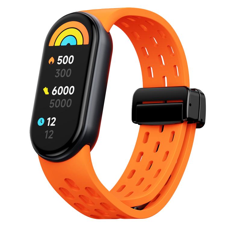 Cinturino per orologio in silicone con fibbia magnetica nera xDfind Holes, For Xiaomi Smart Band 10 / 9 / 8