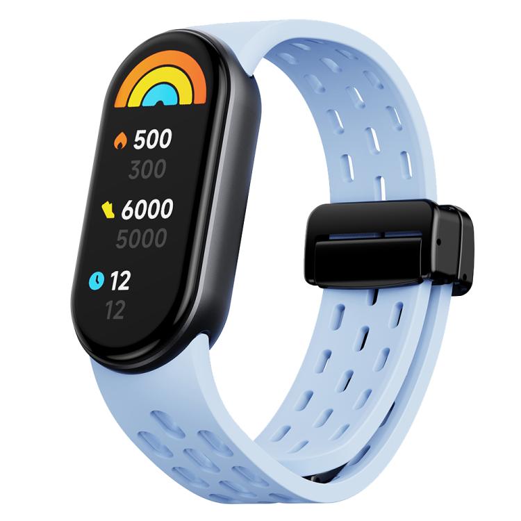Cinturino per orologio in silicone con fibbia magnetica nera xDfind Holes, For Xiaomi Smart Band 10 / 9 / 8