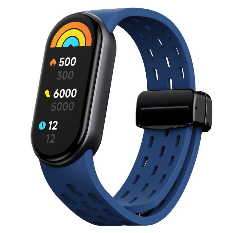 Cinturino per orologio in silicone con fibbia magnetica nera xDfind Holes, For Xiaomi Smart Band 10 / 9 / 8
