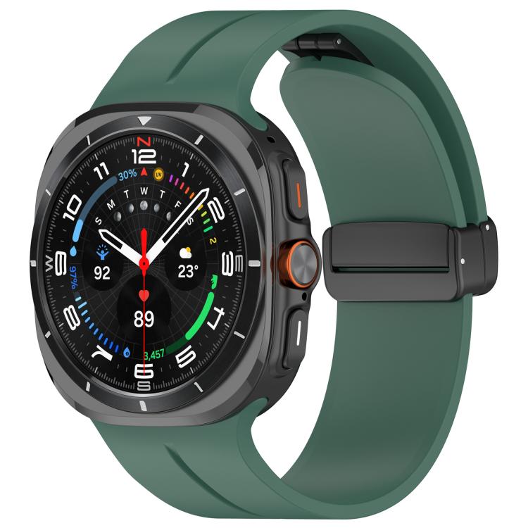 Cinturino per orologio in silicone nero con fibbia pieghevole e scanalatura piatta xDfind, For Samsung Galaxy Watch Ultra / Ultra 2025, For Samsung Galaxy Watch8 / 8 Classic, For Samsung Galaxy Watch 7 / 6 / 5 / FE