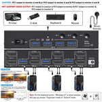 KVM Switch USB 3.0 Dual Monitor 8K 30Hz per 3 PC