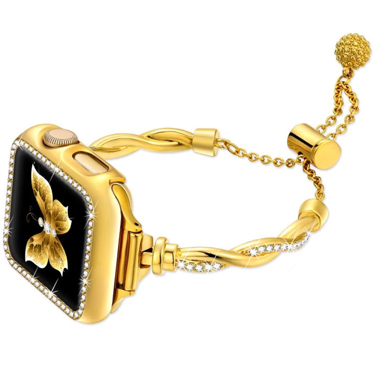 Bracciale a torsione xDfind con diamanti e cinturino in metallo per orologio, For Apple Watch 42 / 44 / 45 / 46 / 49mm, For Apple Watch 38 / 40 / 41 / S10 42mm