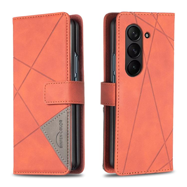 Custodia in pelle con texture a rombi e fibbia magnetica per Galaxy Z Fold8 5G