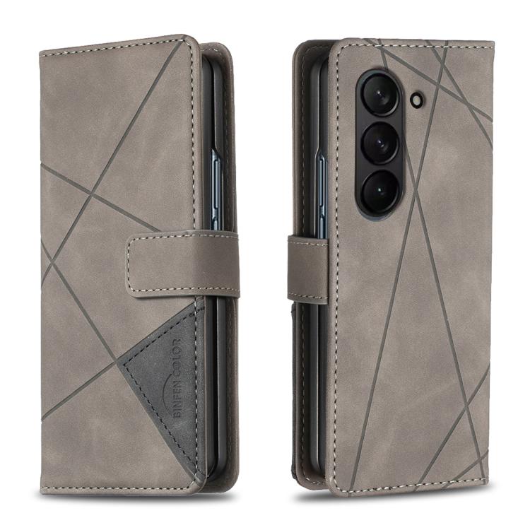 Custodia in pelle con texture a rombi e fibbia magnetica per Galaxy Z Fold8 5G