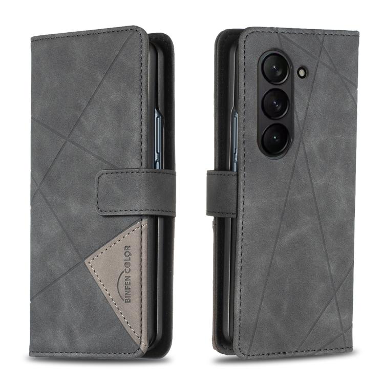 Custodia in pelle con texture a rombi e fibbia magnetica per Galaxy Z Fold8 5G