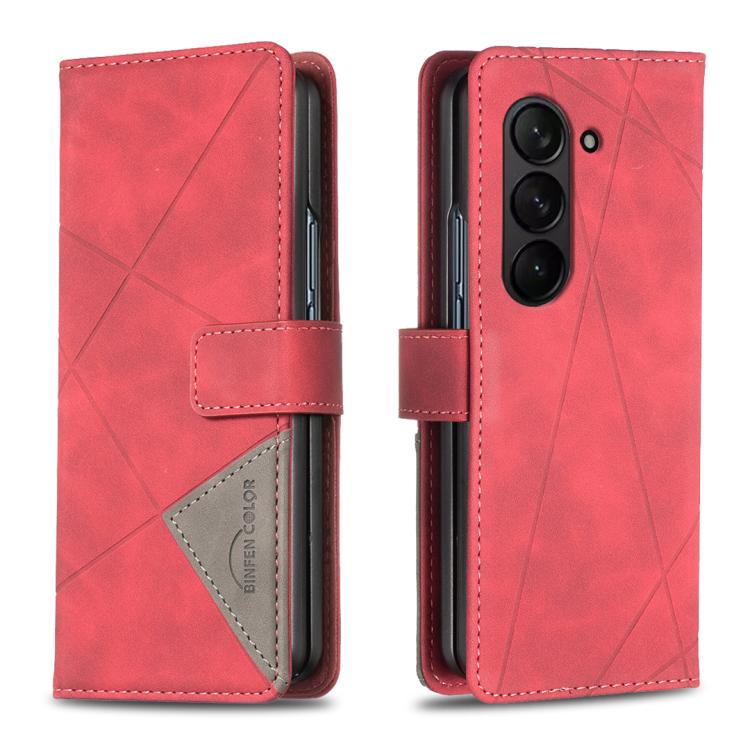 Custodia in pelle con texture a rombi e fibbia magnetica per Galaxy Z Fold8 5G