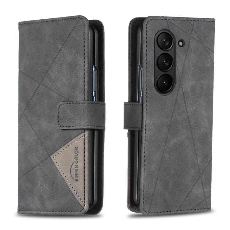 Custodia in pelle con texture a rombi e fibbia magnetica per Galaxy Z Fold8 5G