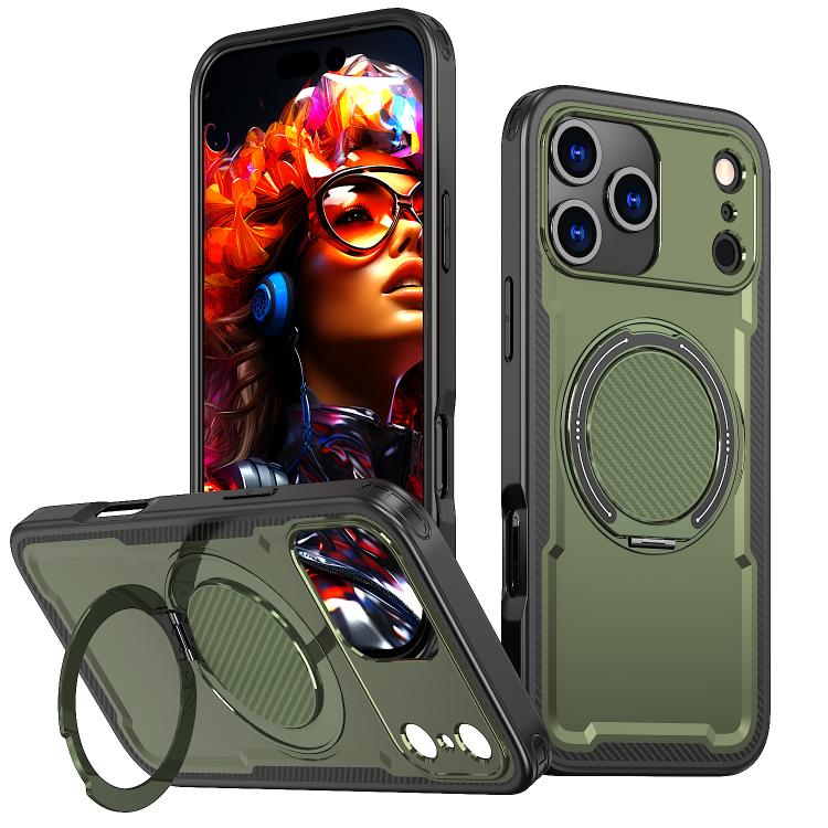 Custodia per telefono Kalebol in metallo con rotazione a 360 gradi e supporto MagSafe., For iPhone 17, For iPhone 17 Air, For iPhone 16 Pro Max, For iPhone 16 Pro