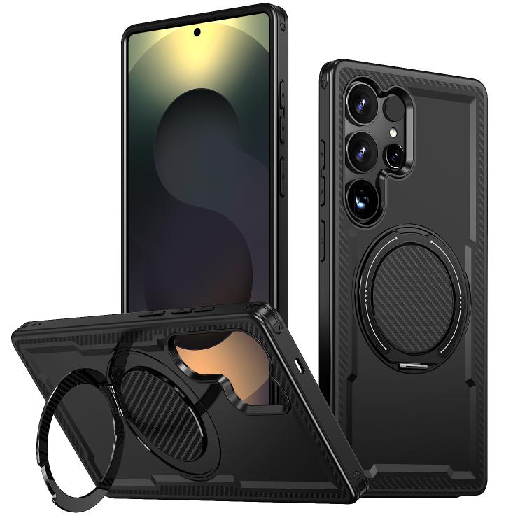 Custodia Kalebol in metallo con rotazione a 360° per Galaxy S25+, S25 Ultra, S24