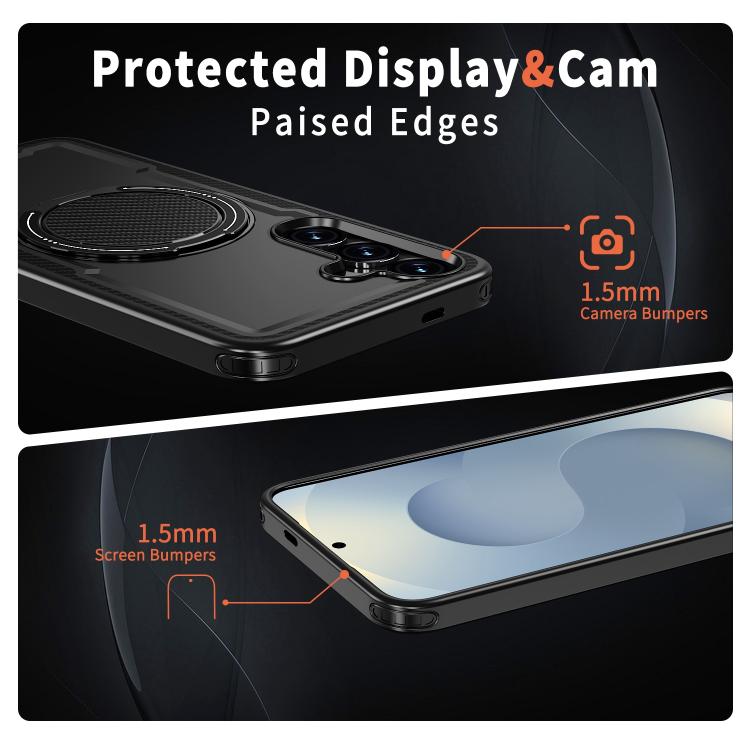 Custodia Kalebol in metallo con rotazione a 360° per Galaxy S25+, S25 Ultra, S24