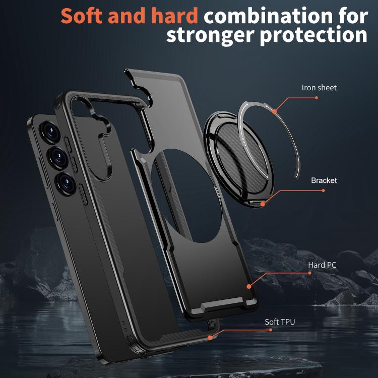 Custodia Kalebol in metallo con rotazione a 360° per Galaxy S25+, S25 Ultra, S24