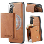 Fierre Shann Portafoglio 2 in 1 con slot per carte RFID e custodia MagSafe per telefono, For Galaxy S22 5G