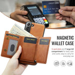 Fierre Shann Portafoglio 2 in 1 con slot per carte RFID e custodia MagSafe per telefono, For Galaxy S22 5G