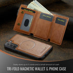 Fierre Shann Portafoglio 2 in 1 con slot per carte RFID e custodia MagSafe per telefono, For Galaxy S22 5G