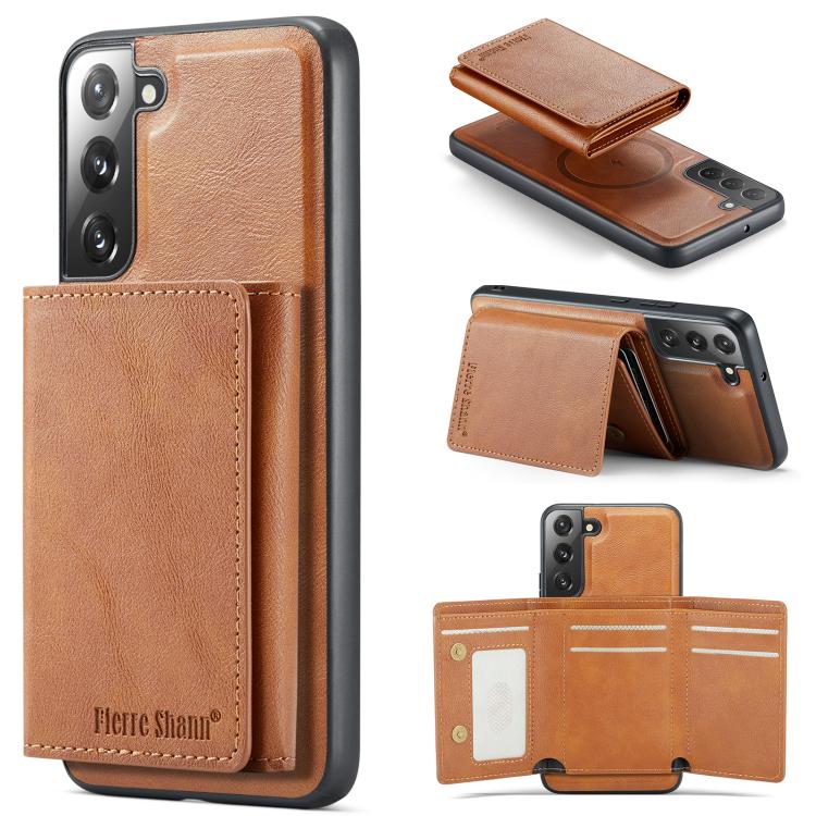 Fierre Shann Portafoglio 2 in 1 con slot per carte RFID e custodia MagSafe per telefono, For Galaxy S23+ 5G, For Galaxy S23 5G, For Galaxy S22 Ultra 5G, For Galaxy S22+ 5G