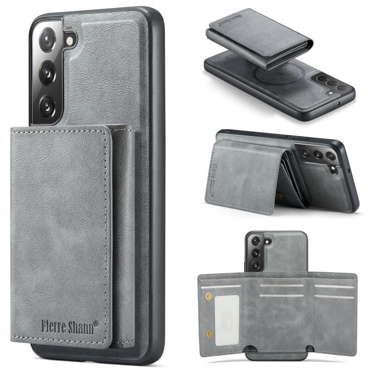 Fierre Shann Portafoglio 2 in 1 con slot per carte RFID e custodia MagSafe per telefono, For Galaxy S23+ 5G, For Galaxy S23 5G, For Galaxy S22 Ultra 5G, For Galaxy S22+ 5G