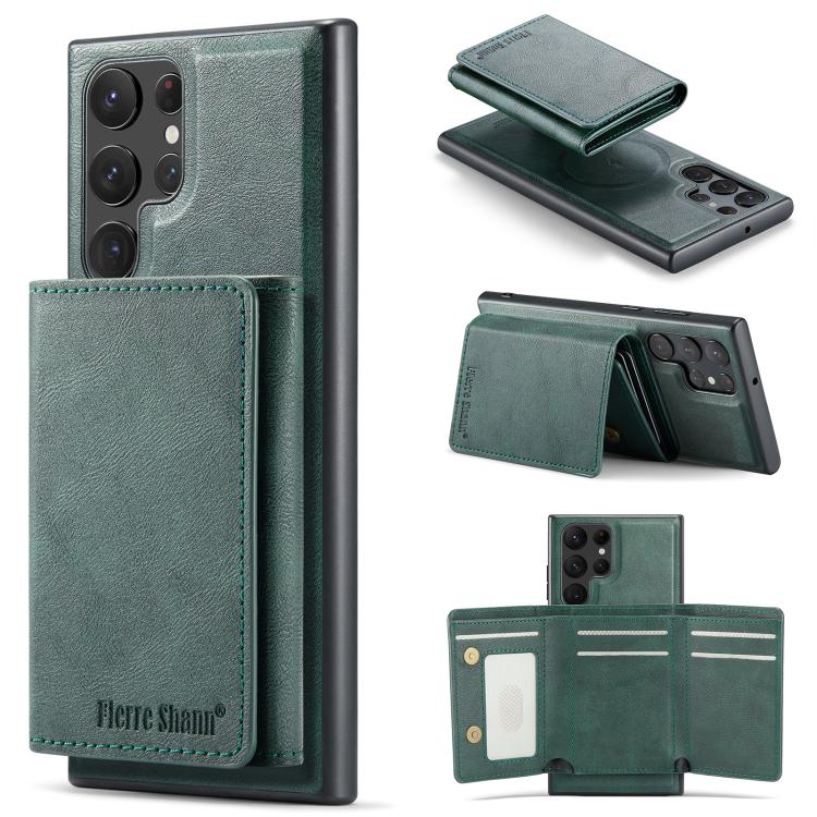 Fierre Shann Portafoglio 2 in 1 con slot per carte RFID e custodia MagSafe per telefono, For Galaxy S23+ 5G, For Galaxy S23 5G, For Galaxy S22 Ultra 5G, For Galaxy S22+ 5G