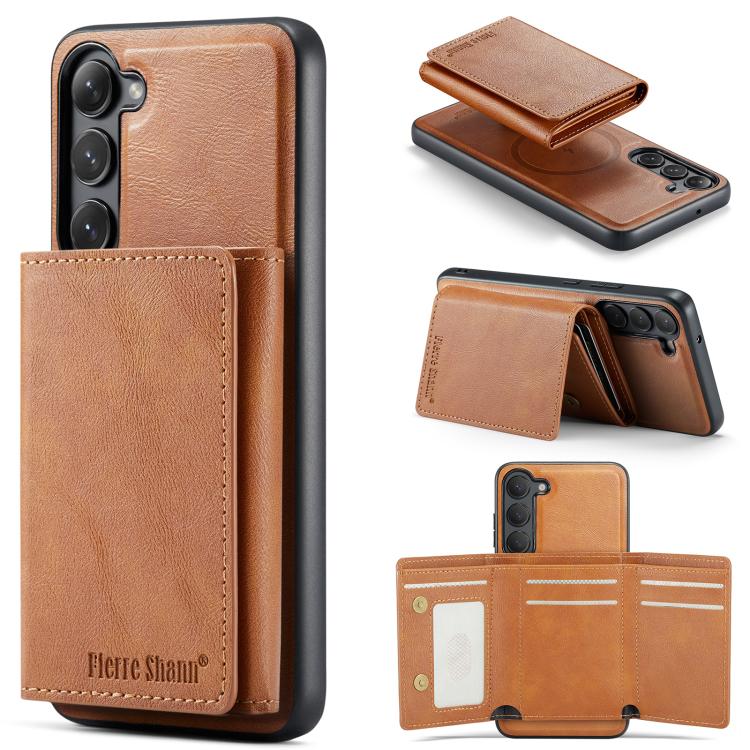 Fierre Shann Portafoglio 2 in 1 con slot per carte RFID e custodia MagSafe per telefono, For Galaxy S23+ 5G, For Galaxy S23 5G, For Galaxy S22 Ultra 5G, For Galaxy S22+ 5G