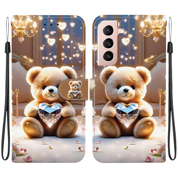 Custodia in pelle con texture cristallina per Samsung Galaxy S21 e S21+ 5G