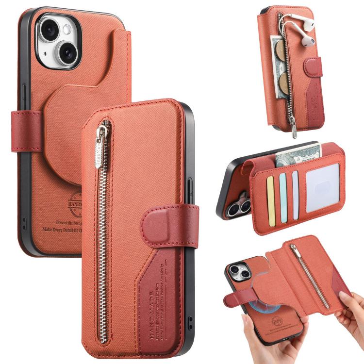 Portafoglio in pelle con cerniera, protezione antifurto MagSafe RFID in tessuto twill, custodia per telefono con cerniera., For iPhone 14 Pro Max, For iPhone 13 Pro Max, For iPhone 13 Pro, For iPhone 13