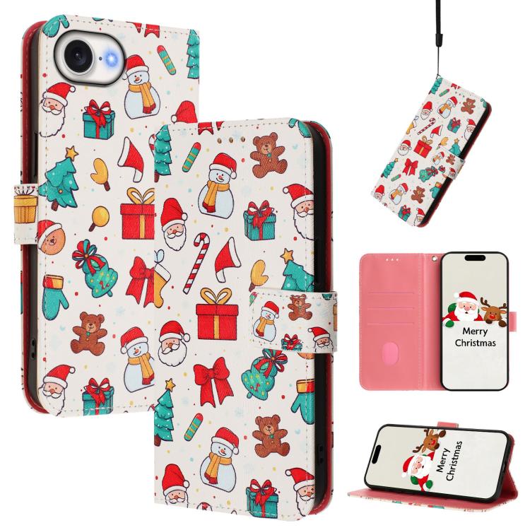Custodia per telefono in pelle con fibbia e cinturino, serie natalizia., For iPhone 17e / 16e, For iPhone 17 Pro Max, For iPhone 17 Pro, For iPhone 17