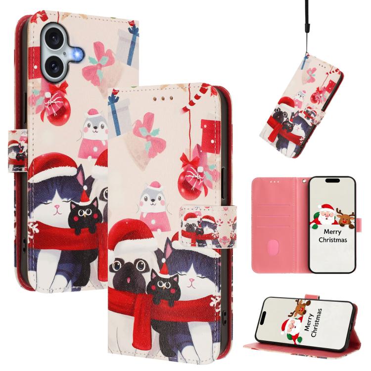 Custodia per telefono in pelle con fibbia e cinturino, serie natalizia., For iPhone 17e / 16e, For iPhone 17 Pro Max, For iPhone 17 Pro, For iPhone 17