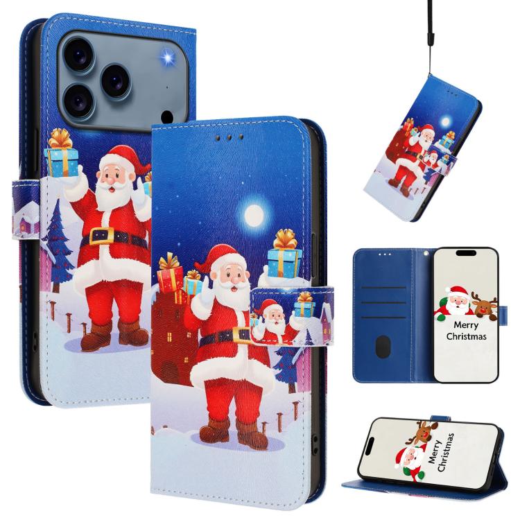 Custodia per telefono in pelle con fibbia e cinturino, serie natalizia., For iPhone 17e / 16e, For iPhone 17 Pro Max, For iPhone 17 Pro, For iPhone 17