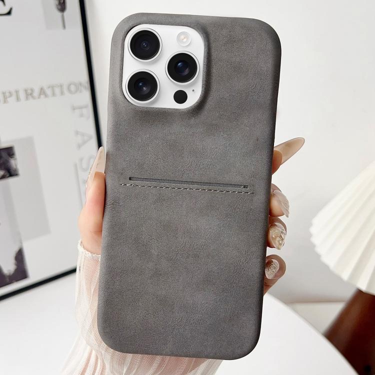 Custodia per telefono con scomparto per carte effetto pelle di pecora, For iPhone 16 Pro Max, For iPhone 16 Pro, For iPhone 16 Plus, For iPhone 16