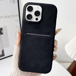 Custodia per telefono con scomparto per carte effetto pelle di pecora, For iPhone 16 Pro Max, For iPhone 16 Pro, For iPhone 16 Plus, For iPhone 16