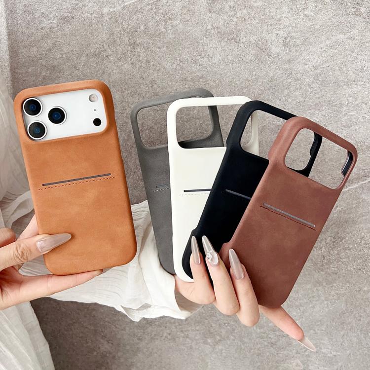 Custodia per telefono con scomparto per carte effetto pelle di pecora, For iPhone 16 Pro Max, For iPhone 16 Pro, For iPhone 16 Plus, For iPhone 16