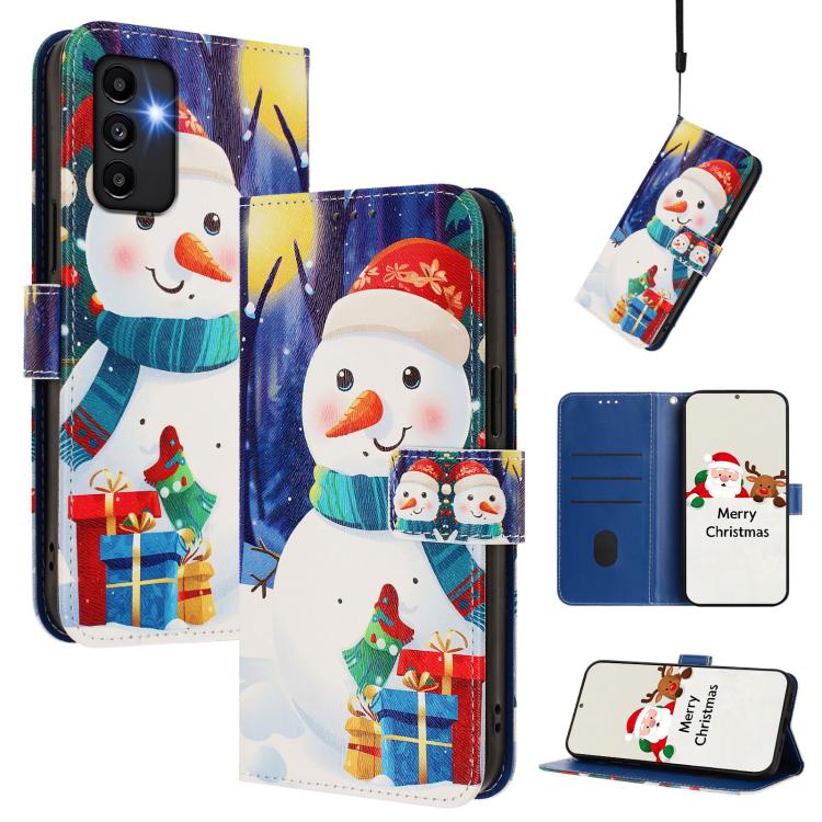 Custodia in pelle con fibbia e cinturino serie natalizia per Samsung Galaxy A34