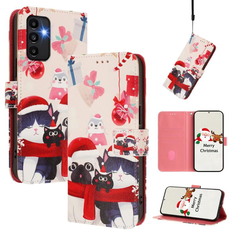 Custodia in pelle con fibbia e cinturino serie natalizia per Samsung Galaxy A34
