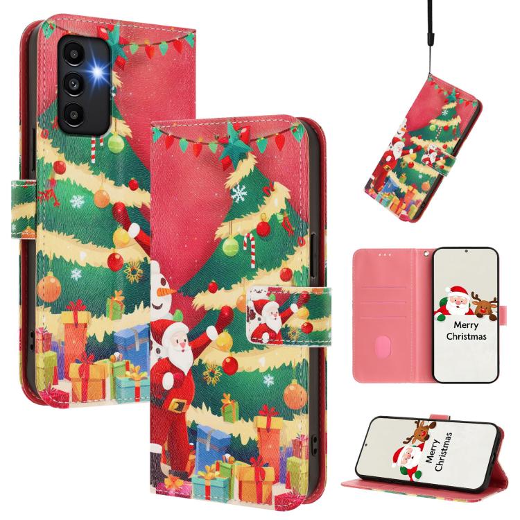 Custodia in pelle con fibbia e cinturino serie natalizia per Samsung Galaxy A34